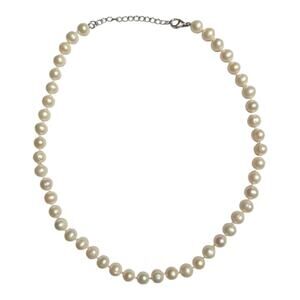 Ivory 16" Cultured Pearl Strand Necklace With Adjustable Sterling Silver Clasp